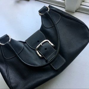 Black Leather Prada Milano Buckle Purse